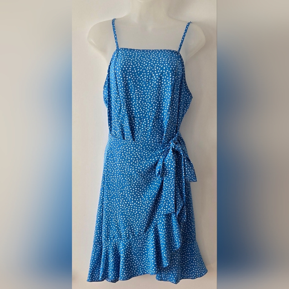 Shein Faux Wrap Dress Sz 6 Blue Euc